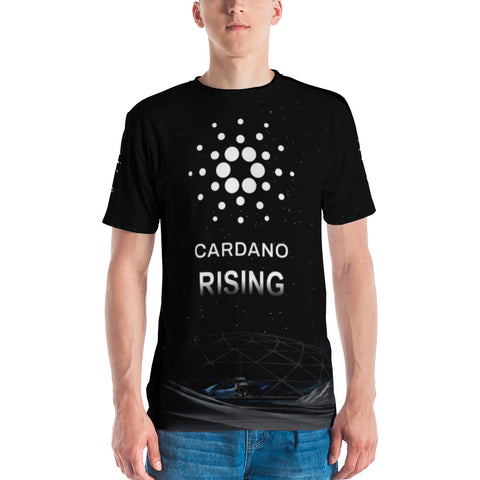 Cardano Rising over Moonscape with Cardano Logo Sleeves "All Over Print" Men's T-shirt