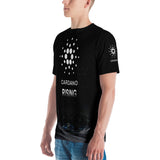 Cardano Rising over Moonscape with Cardano Logo Sleeves "All Over Print" Men's T-shirt