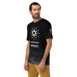 Cardano Rising over Moonscape with "Change the World" Quote back with Cardano Logo Sleeves "All Over Print" Men's T-Shirt