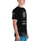 Cardano Rising over Moonscape with Cardano Logo Sleeves "All Over Print" Men's T-shirt