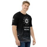 Cardano Rising over Moonscape with "Change the World" Quote back with Cardano Logo Sleeves "All Over Print" Men's T-Shirt